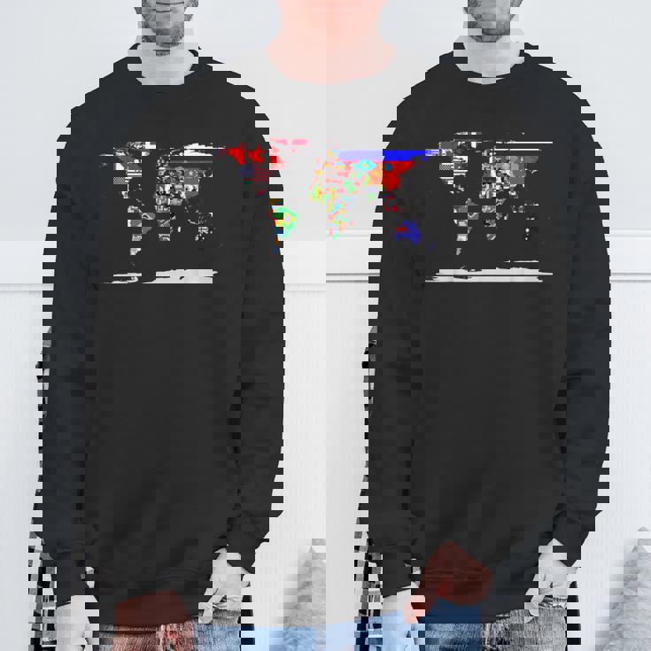 世界地図と世界の国の旗 スウェットシャツ 高齢者への贈り物