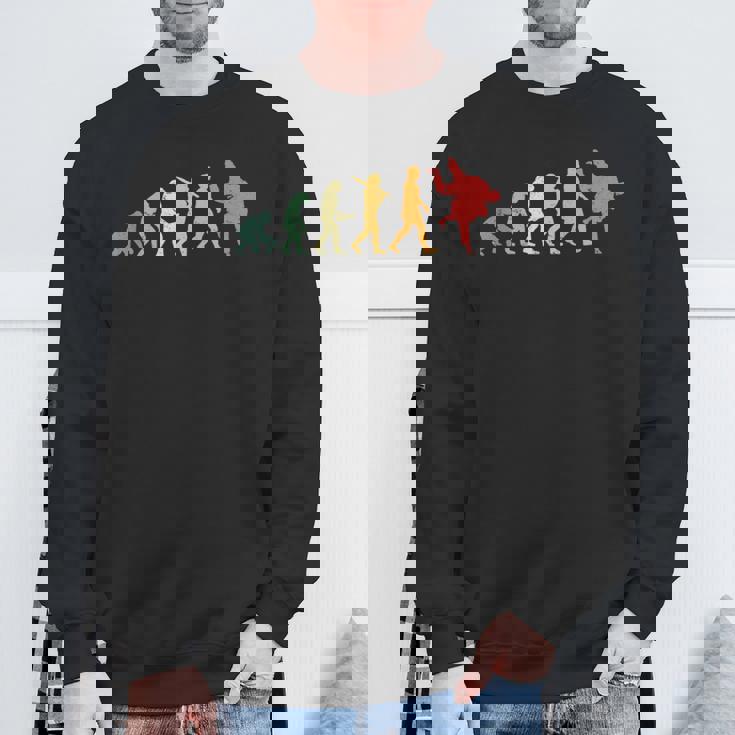 人類の進化 エボリューション 道場 柔道好き 趣味 古武道 柔道家 柔道部 レトロ おもしろ 柔道 スウェットシャツ 高齢者への贈り物