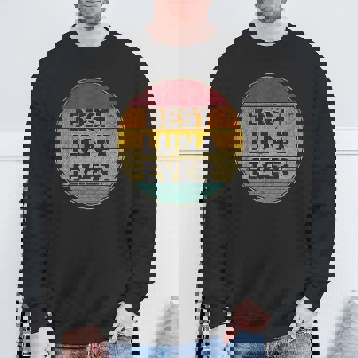 名前入り Luna I Love Luna レトロ ビンテージスタイル スウェットシャツ 高齢者への贈り物