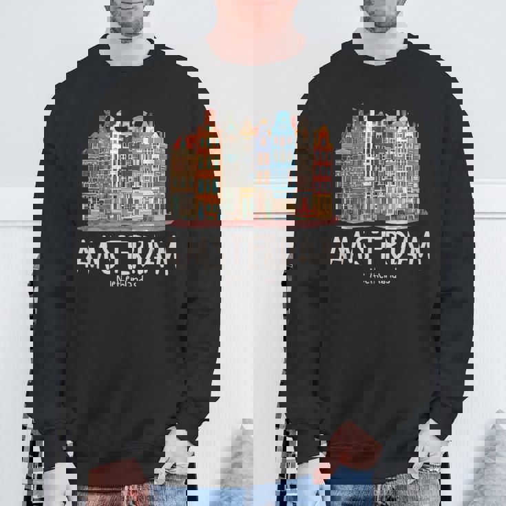 夜のアムステルダム-オランダオランダ-アムステルダム スウェットシャツ 高齢者への贈り物