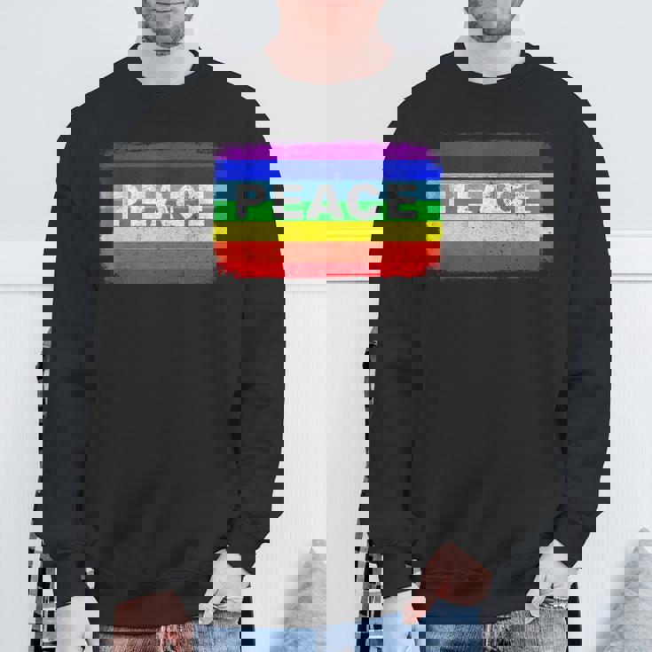 平和 シンボル 国旗 色 戦争反対 虹 Peace No Warintage スウェットシャツ 高齢者への贈り物