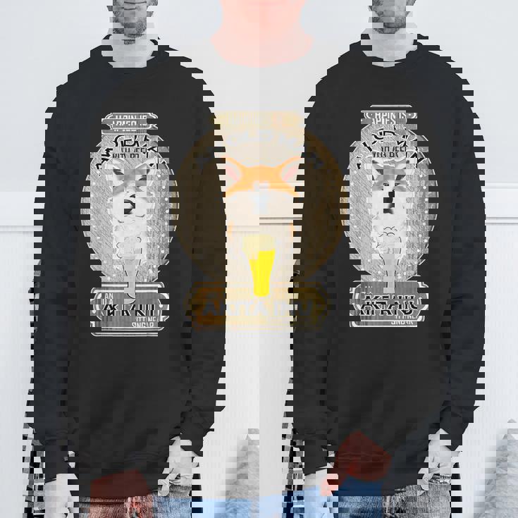 幸せはビールを持つ老人にあり 秋田犬 スウェットシャツ 高齢者への贈り物