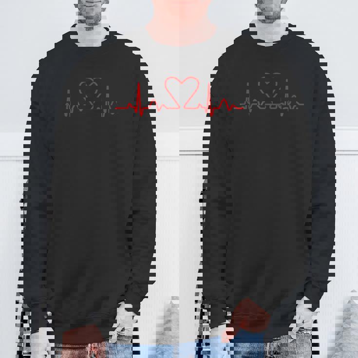 心臓のライン ハートパルス心電図 スウェットシャツ 高齢者への贈り物