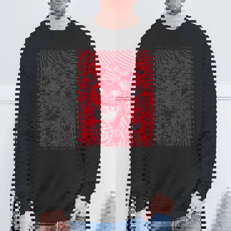 招き猫カワイイラッキーキャット日本のレトロなヴィンテージスタイル スウェットシャツ 高齢者への贈り物