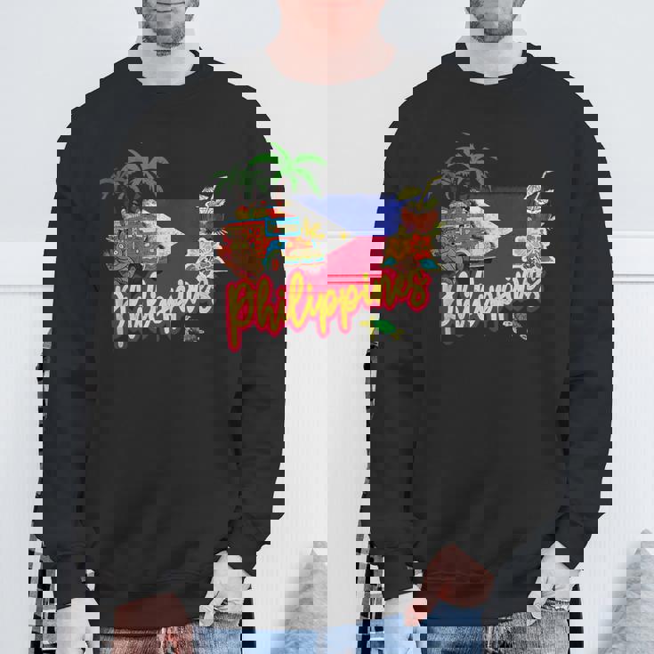 旗のヤシの木のお土産とフィリピンのヴィンテージメガネザル スウェットシャツ 高齢者への贈り物