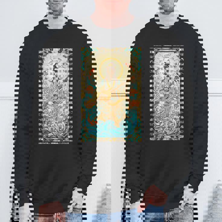 日本神話 音楽 女神弁財天 ステンドグラス スウェットシャツ 高齢者への贈り物