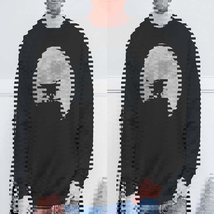 月と猫のシルエット ソマリ猫 スウェットシャツ 高齢者への贈り物