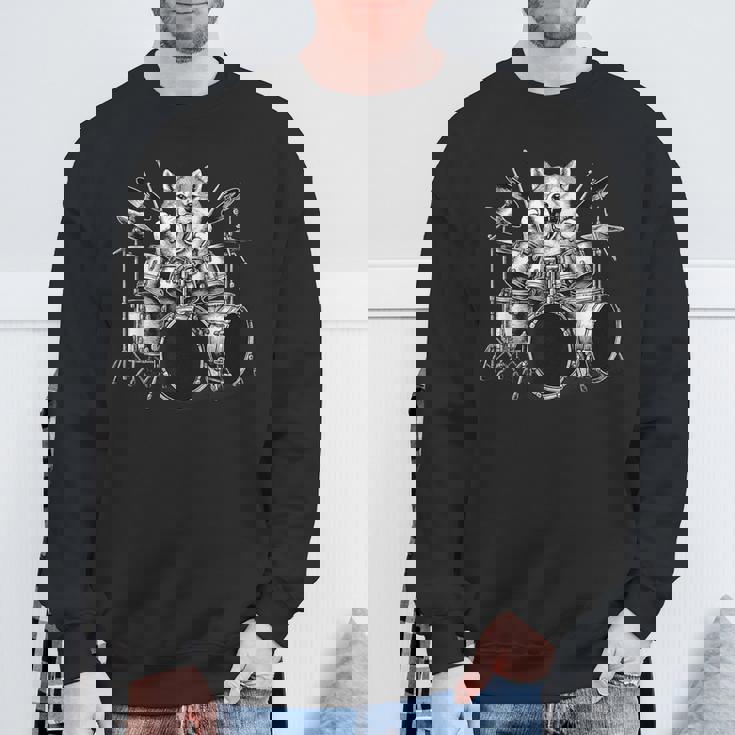 柴犬 ドラムを弾く ドラマー 犬好き スウェットシャツ 高齢者への贈り物