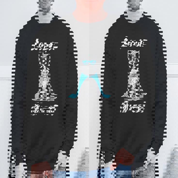 犬のために働いてます ボーダーコリー 犬 おもしろ 面白い ネタ 笑える かわいい スウェットシャツ 高齢者への贈り物