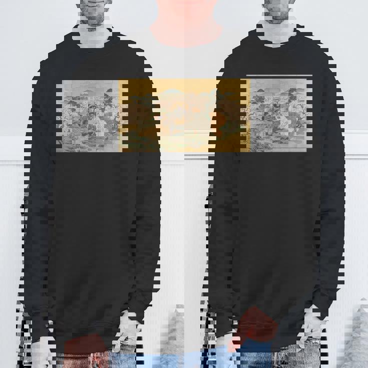 狸 狐 屏風絵 日本画 たぬき きつね スウェットシャツ 高齢者への贈り物