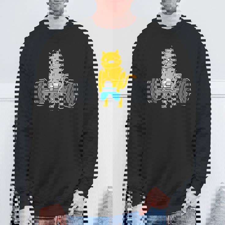 猫 デッドリフト パワーリフティング ウェイトリフティング 猫好き スウェットシャツ 高齢者への贈り物