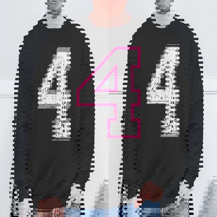 番号 4 ピンクのお気に入りの番号 スウェットシャツ 高齢者への贈り物