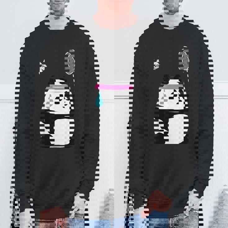 疲れきったバドミントンパンダ 面白いかわいいシャトルコック動物 スウェットシャツ 高齢者への贈り物