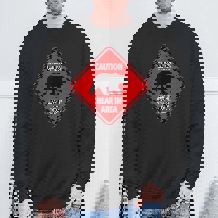 赤い警告標識 クマのエリア標識 スウェットシャツ 高齢者への贈り物