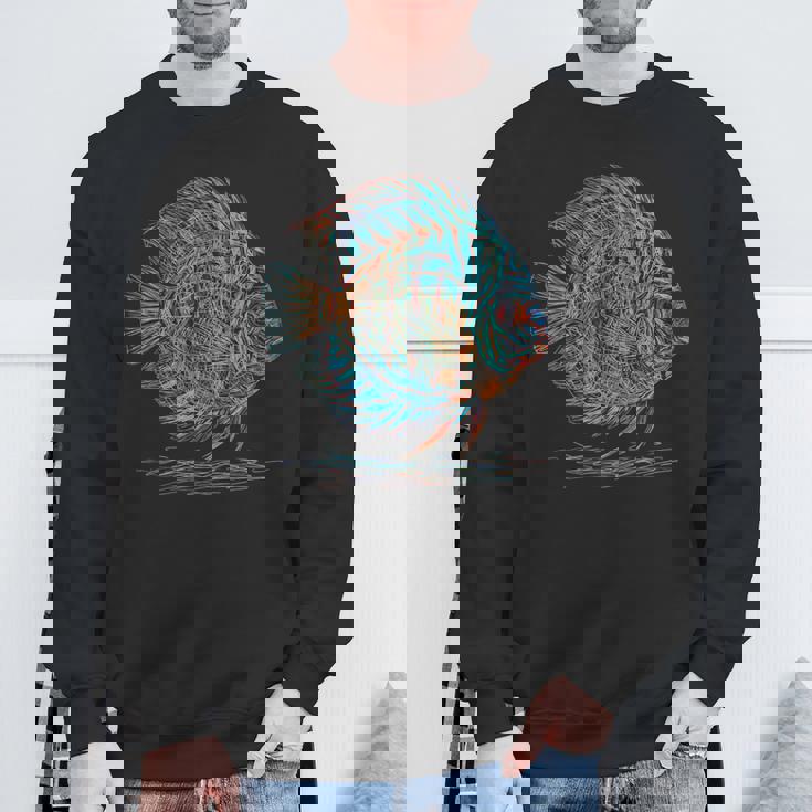 青 円盤魚 アクアリウム フィッシュキーパー スウェットシャツ 高齢者への贈り物