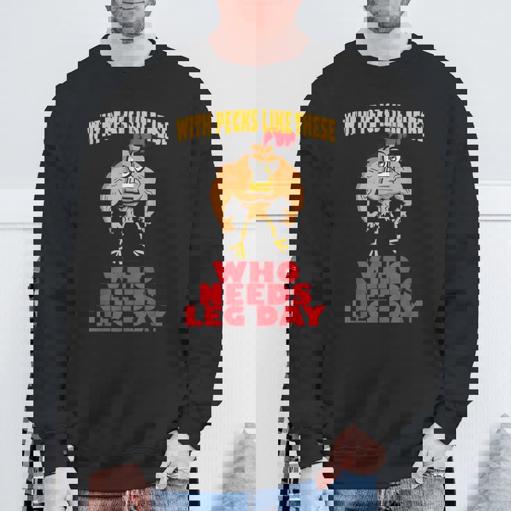 面白いジムフィットネスワークアウトtシャツ チキンレッグ スウェットシャツ 高齢者への贈り物