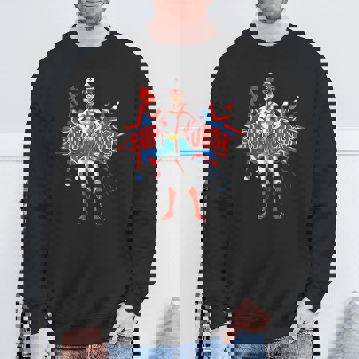 面白い看護師スーパーヒーロー面白い看護 スウェットシャツ 高齢者への贈り物