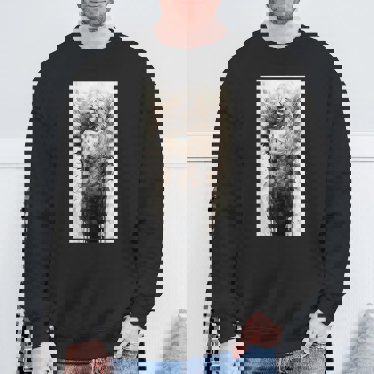 黒と白の天使 クラシックヴィンテージアート スウェットシャツ 高齢者への贈り物