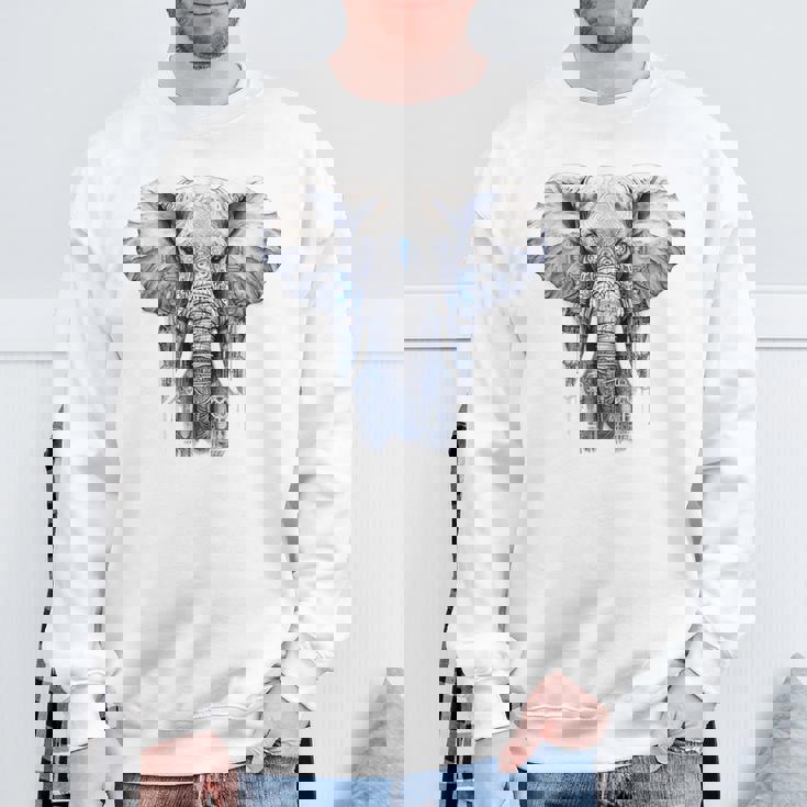 Elephant Artwork Animal Motif Art Animal Elephant Sweatshirt Unisex Gifts for Old Men