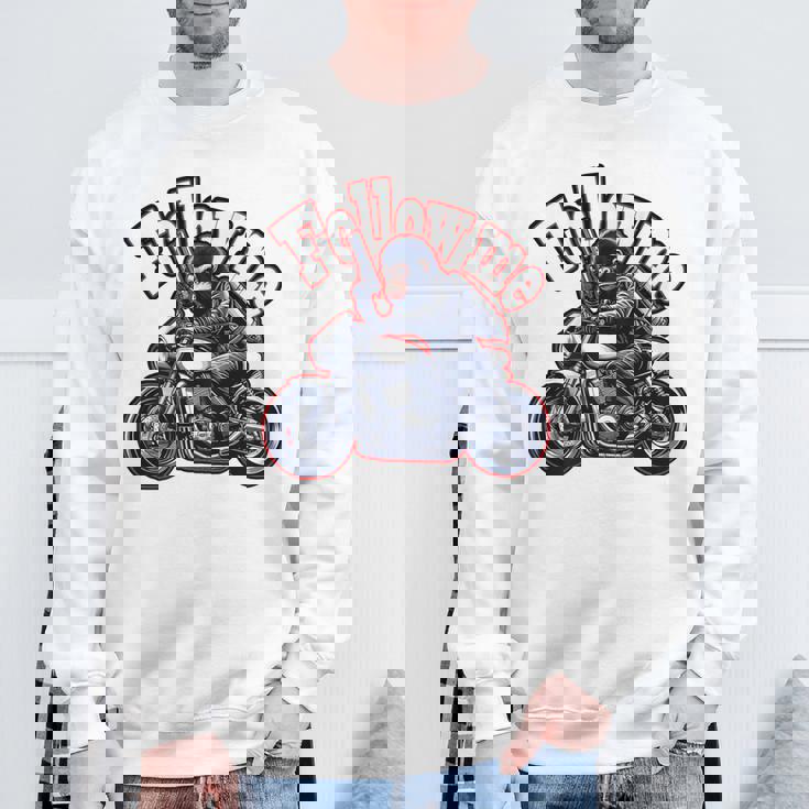 Followmeバイクに乗るゴリラのバックプリントデザイン スウェットシャツ 高齢者への贈り物