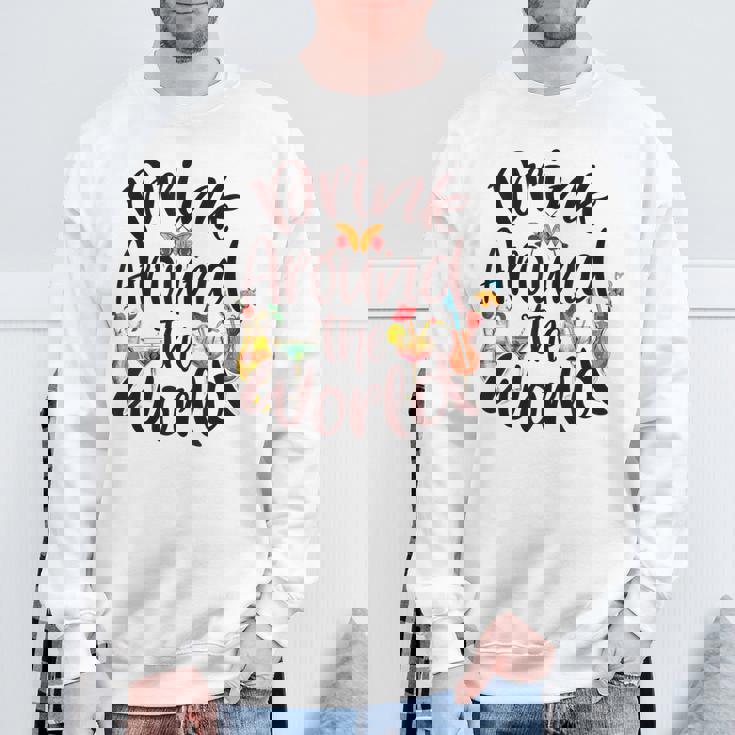 Family Drinking Around The World チェックリスト パスポート スウェットシャツ 高齢者への贈り物