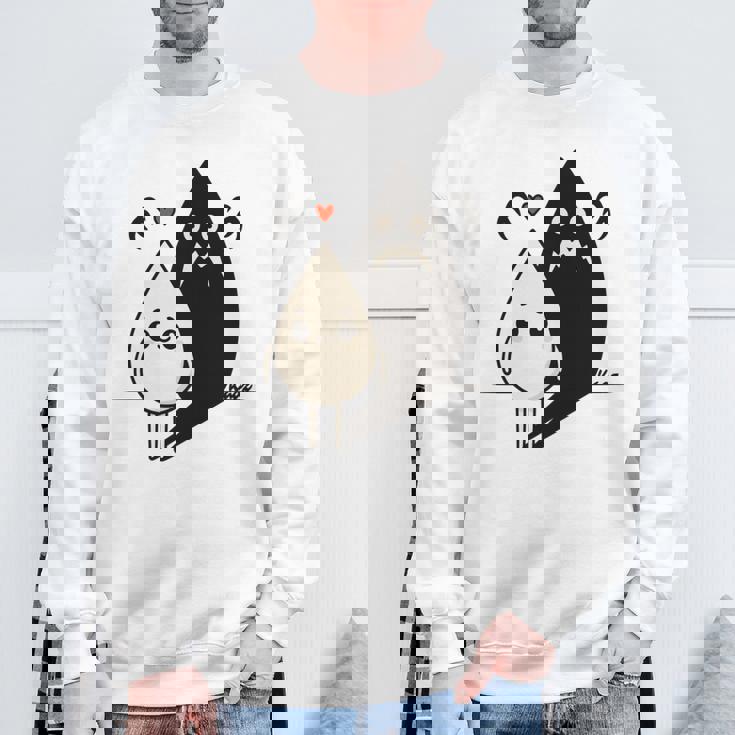 かわいい影モンスター コントラスト イラスト 長袖tシャツ スウェットシャツ 高齢者への贈り物