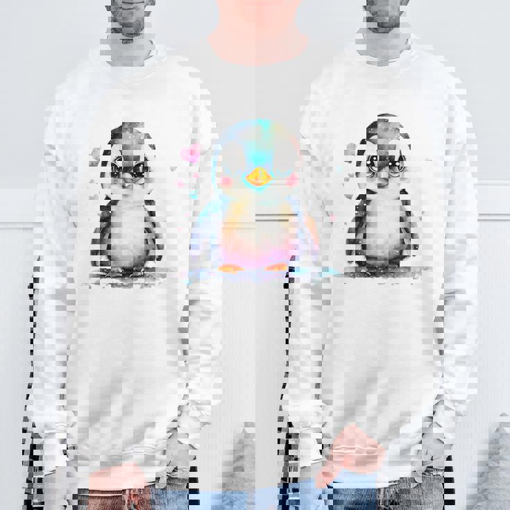 ちょっと可愛い赤ちゃんペンギンの鳥とハートのペンギン。 スウェットシャツ 高齢者への贈り物