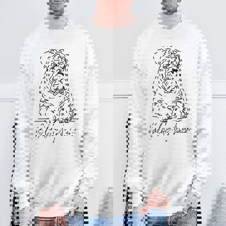 イングリッシュブルドッグ ママ ブルドッグ ママ キュート ラインアート 犬 アーティスティック スウェットシャツ 高齢者への贈り物