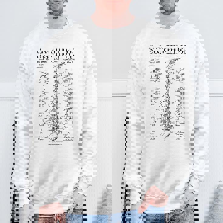 サックス オールド ヴィンテージ 特許 図面 プリント スウェットシャツ 高齢者への贈り物