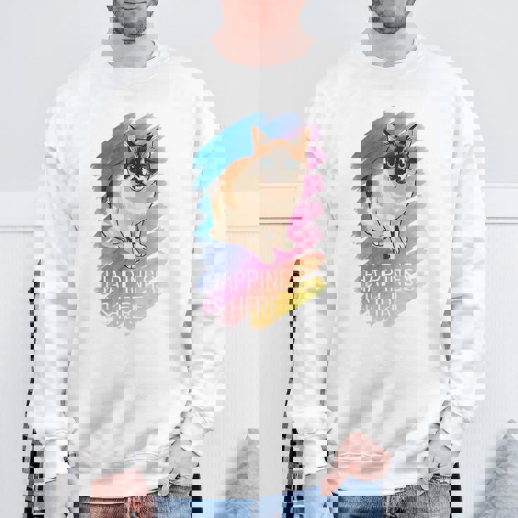 シャム猫 ラグドール ネコ 青い瞳 ブルーアイ かわいい 癒し 幸せ 前向き 猫好き グラデーション スウェットシャツ 高齢者への贈り物