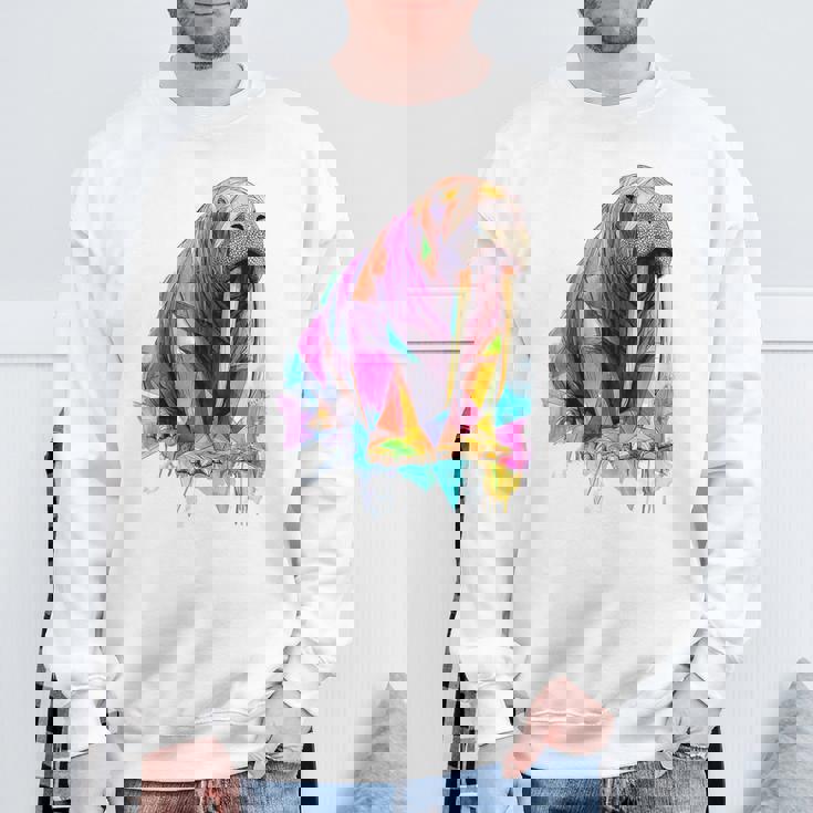 セイウチ 動物 モチーフ イラスト セイウチ スウェットシャツ 高齢者への贈り物