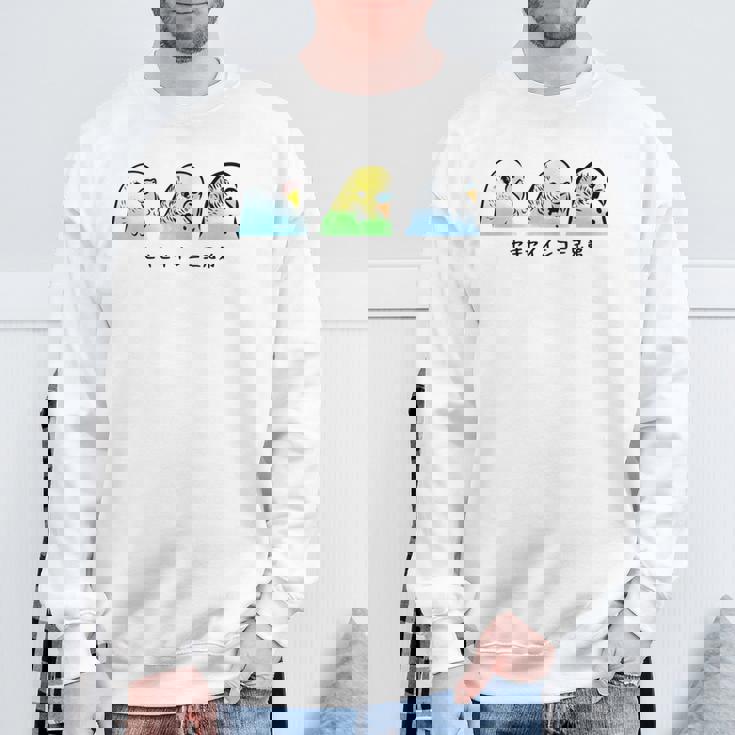 セキセイインコ 三兄弟 インコ 鳥 かわいい イラスト 手書き セキセイインコ 好き 鳥好き おもしろ 長袖tシャツ スウェットシャツ 高齢者への贈り物