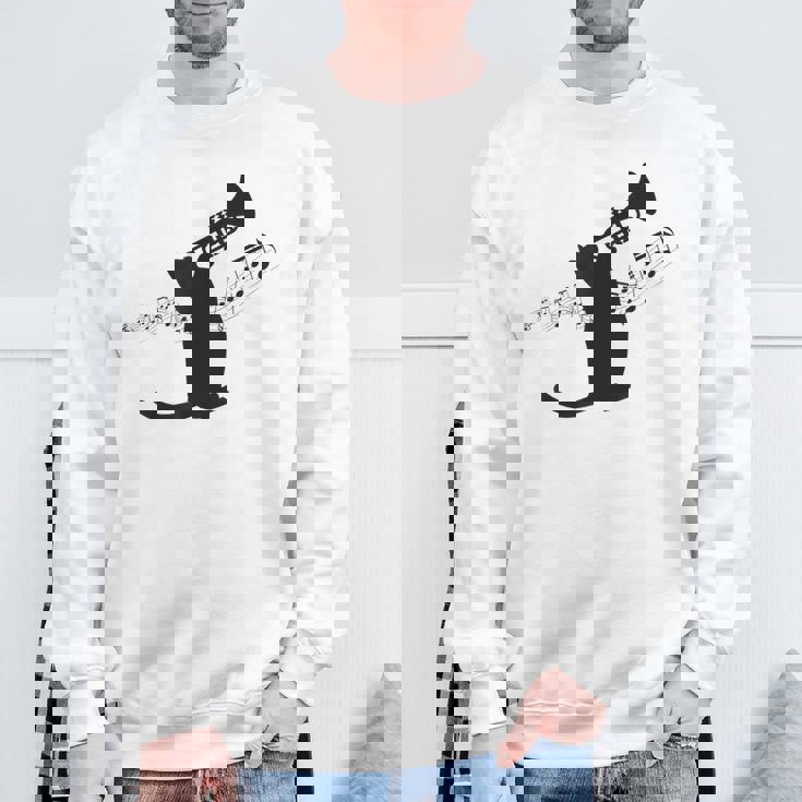 トランペット奏者猫 スウェットシャツ 高齢者への贈り物