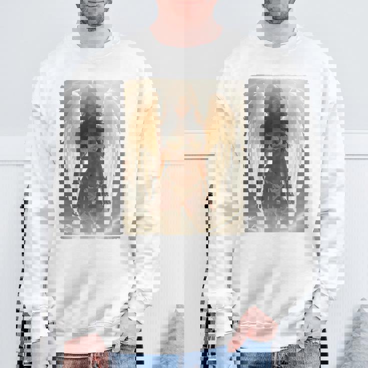 バックプリントtシャツ セクシーなブルネットエンジェルピンナップガール 長袖tシャツ スウェットシャツ 高齢者への贈り物