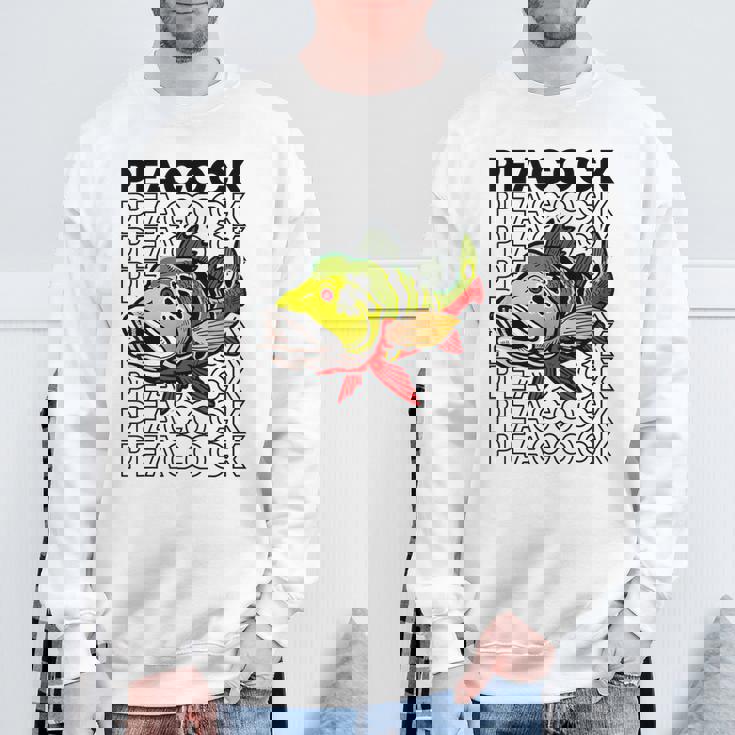 ピーコックバス 80 年代スタイルのモンスターフィッシュキーパー スウェットシャツ 高齢者への贈り物