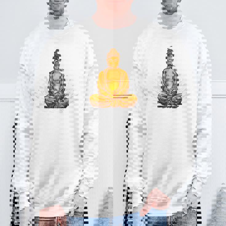 ブッダ 国際ヨガデー バックプリント スウェットシャツ 高齢者への贈り物