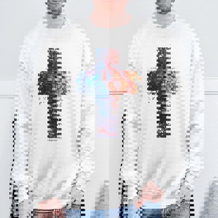 ユダのライオン、イエス・キリストの十字架、キリスト教信仰のグラフィック。 スウェットシャツ 高齢者への贈り物