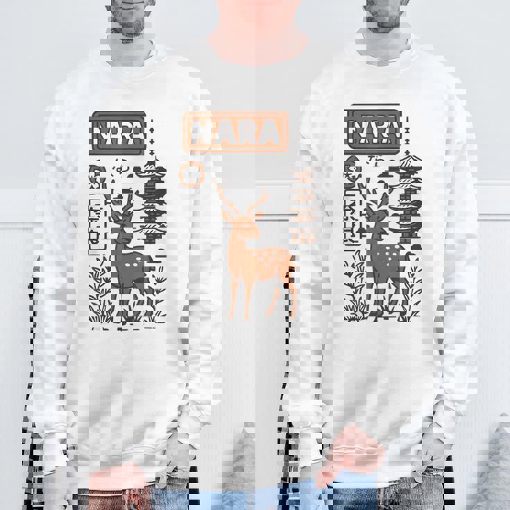 奈良 日本 鹿 日本語タイポグラフィ 漢字 自然 旅行 スウェットシャツ 高齢者への贈り物