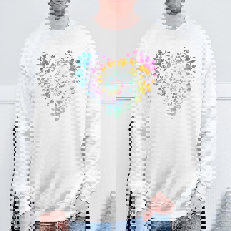 バックプリント 犬の足跡 犬 ペット 足跡 プリント 長袖tシャツ スウェットシャツ 高齢者への贈り物