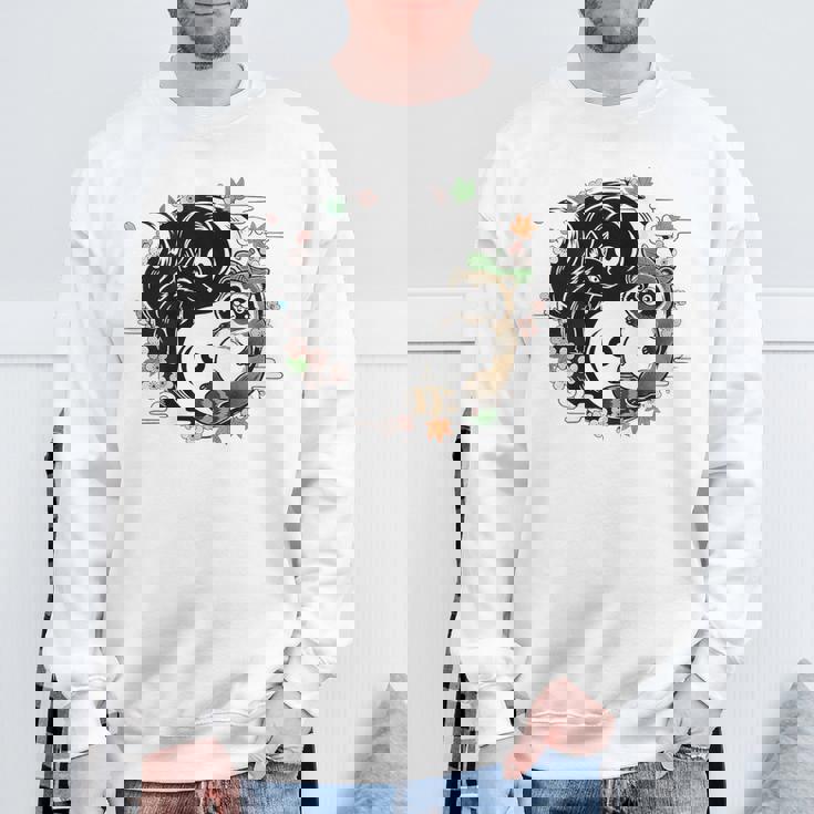 狸と狐 太極図 たぬき きつね スウェットシャツ 高齢者への贈り物