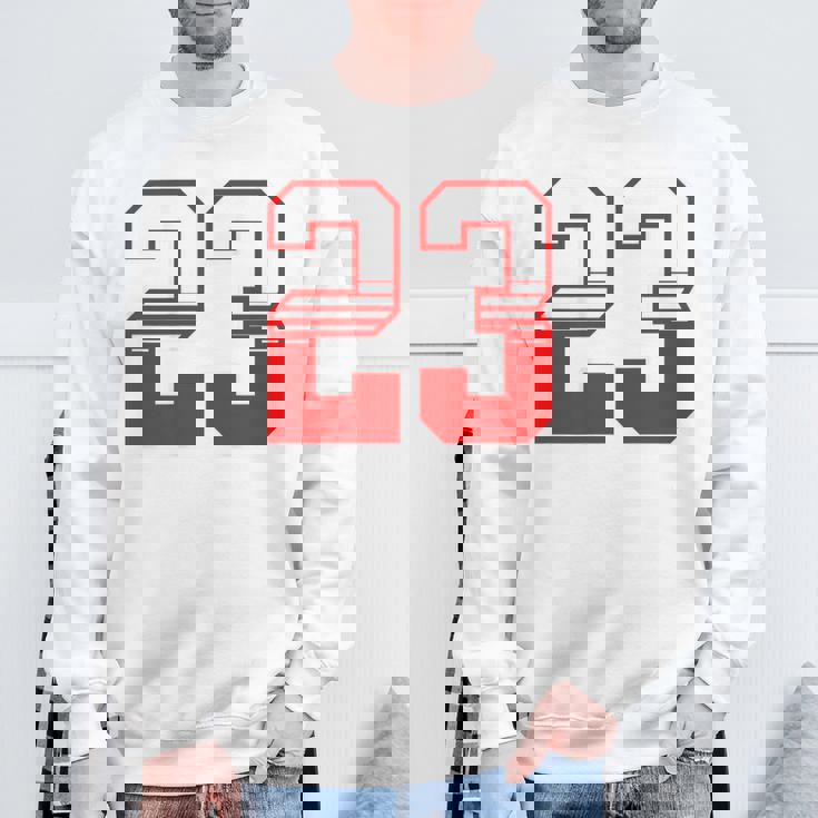 白赤番号 23 スポーツチーム スウェットシャツ 高齢者への贈り物