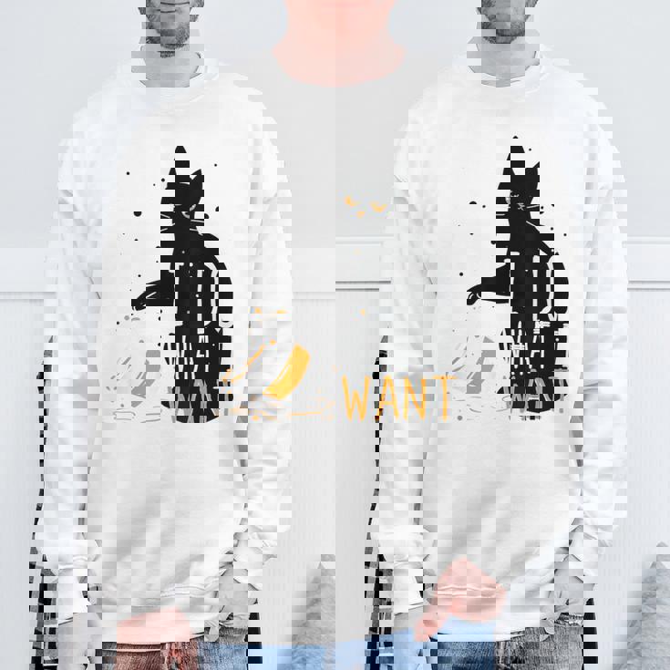 私は何をしたい黒猫カップ面白いグラフィック猫愛好家 スウェットシャツ 高齢者への贈り物