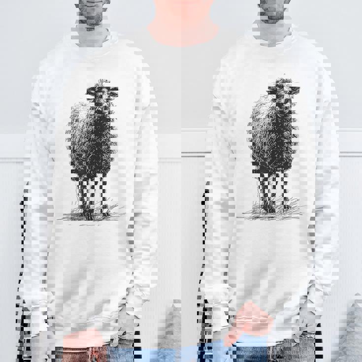 羊 アニマルプリント 動物園 ドローイング アート 絵画 羊 スウェットシャツ 高齢者への贈り物