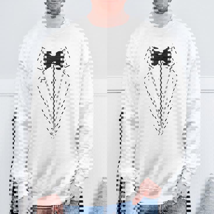 蝶ネクタイ付きホワイトtシャツ タキシード 面白いシャツ スウェットシャツ 高齢者への贈り物