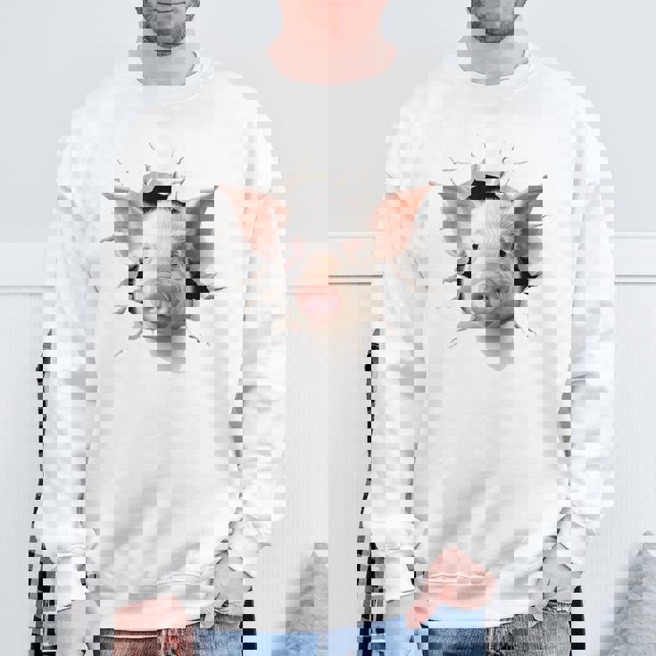 豚 アニマル柄 グラフィック 図面 イラスト 顔 豚 スウェットシャツ 高齢者への贈り物