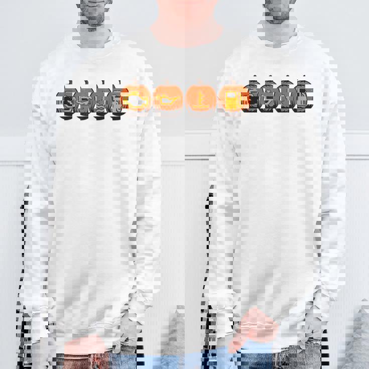 車の警告灯 面白いメカニック ハロウィン パンプキン オレンジ スウェットシャツ 高齢者への贈り物