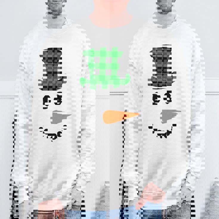 雪だるま 顔 にんじん鼻 クリスマス 冬 格子柄 サンタハット スウェットシャツ 高齢者への贈り物