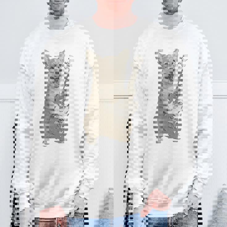 面白いtシャツ コーギー ギター イヌ メンズ 犬好き グッズ かわいい おもしろ 面白い 服 ネタ スウェットシャツ 高齢者への贈り物