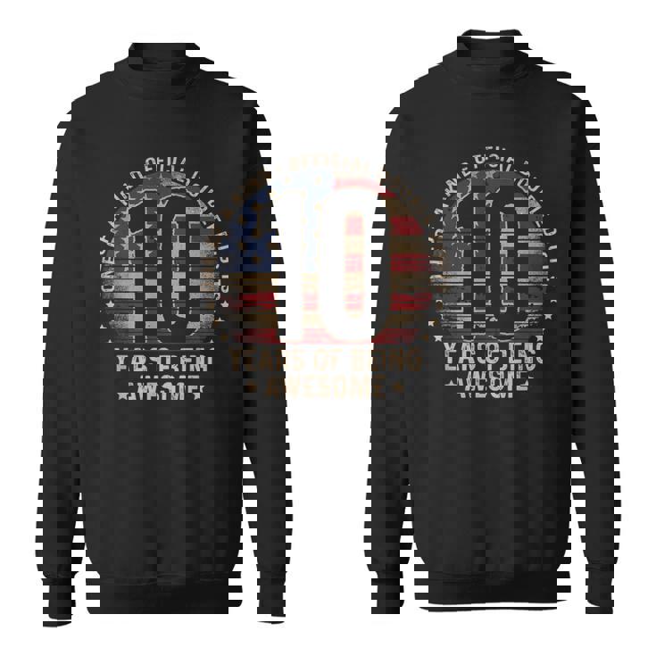 10Th Birthday Official Double Digits 10 Years Old Us Flag Sweatshirt