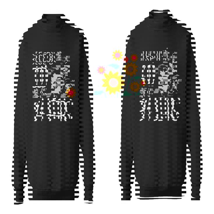 94歳の神に祝福され 可愛いひまわり 94歳の誕生日 長袖tシャツ スウェットシャツ